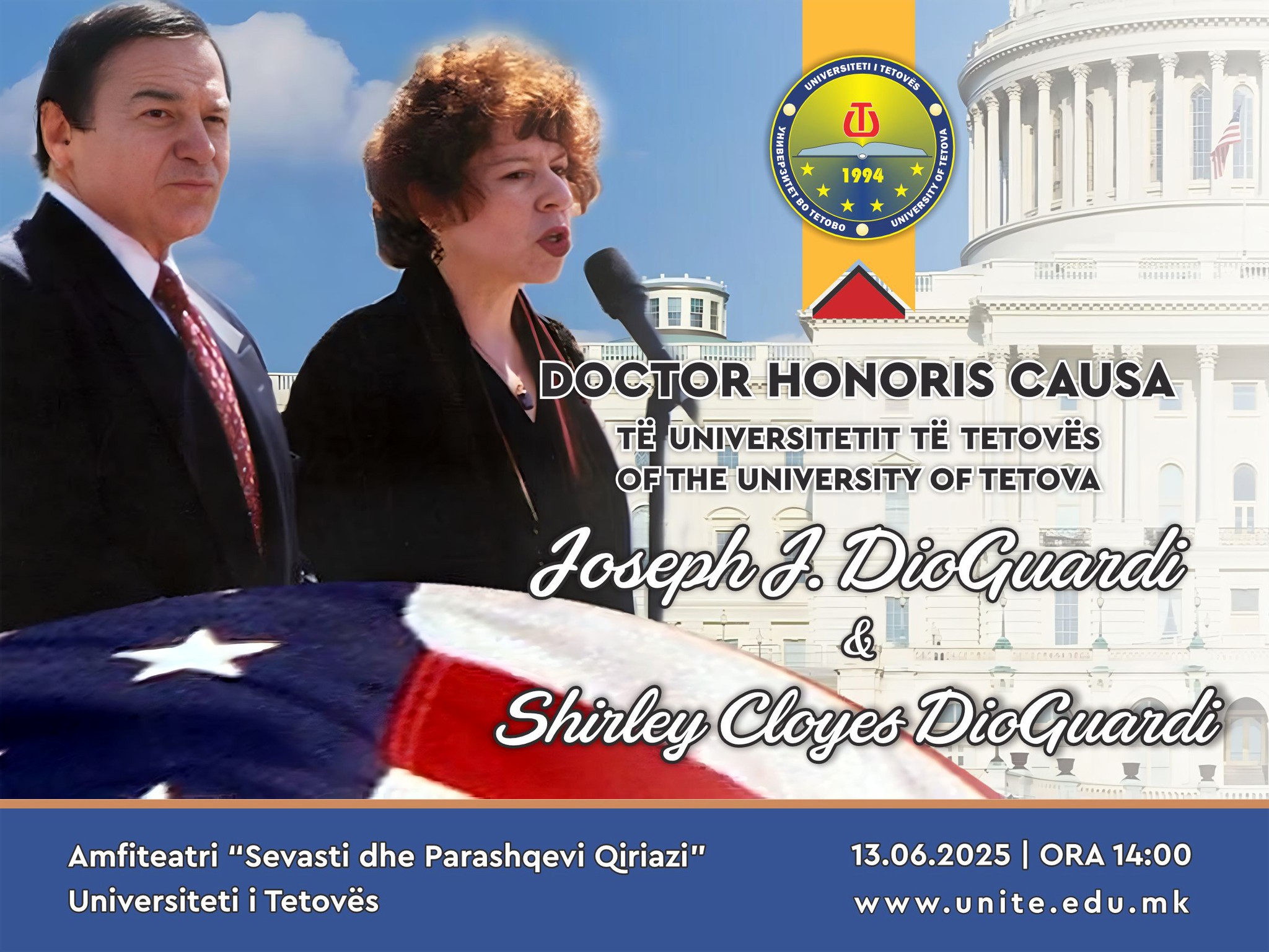 Joseph J. DioGuardi dhe Shirley Cloyes DioGuardi – Doctor Honoris Causa të Universitetit të Tetovës